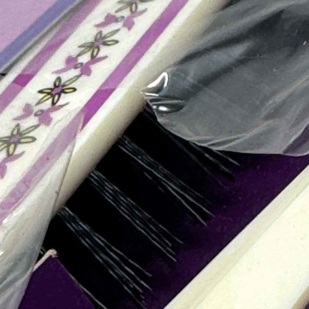 Vintage 1980 ARC Mirror Brush Comb Set Purple Floral Girl Graphic New Old Stock